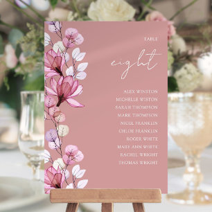 Dusty Rose Floral Photo Table Number Seating Chart