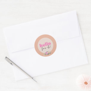 Dusty Rose floral retro "Hello four-oh!"  Classic Round Sticker