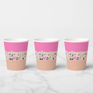 Dusty Rose floral retro (no text) Paper Cups