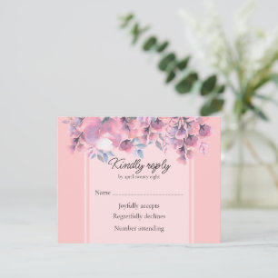 Dusty rose floral RSVP card