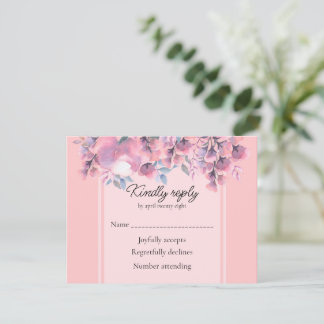 Dusty rose floral RSVP card