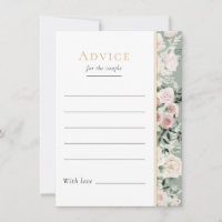 Dusty Rose Floral Sage Green Wedding Advice Card