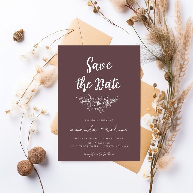 Dusty Rose Floral Save the Date Invitation (Creator Uploaded)