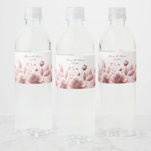 Dusty Rose Floral Water Bottle Label
