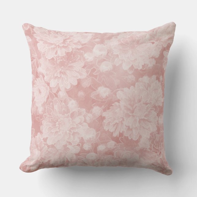  Dusty Rose Floral Watercolor Designer Pillow (Front)