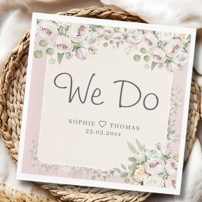 Dusty rose floral We do wedding Napkin (Creator Uploaded)
