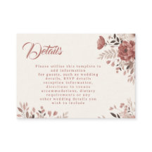 Dusty Rose Floral Wedding Enclosure Card