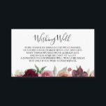 Dusty Rose Floral Wedding Wishing Well Enclosure Card<br><div class="desc">Burgundy and dusty pink watercolor flowers elegant wedding wishing well cards</div>