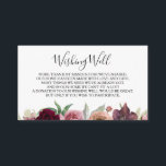 Dusty Rose Floral Wedding Wishing Well Enclosure Card<br><div class="desc">Burgundy and dusty pink watercolor flowers elegant wedding wishing well cards</div>