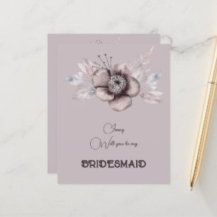 Dusty Rose Floral Will You Be My Bridesmaid