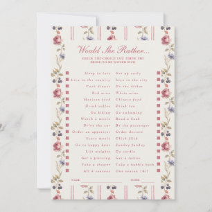 Dusty Rose Floral Would she rather Game Card