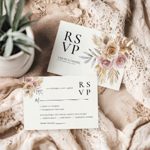 Dusty Rose Floral Wreath Wedding RSVP Card