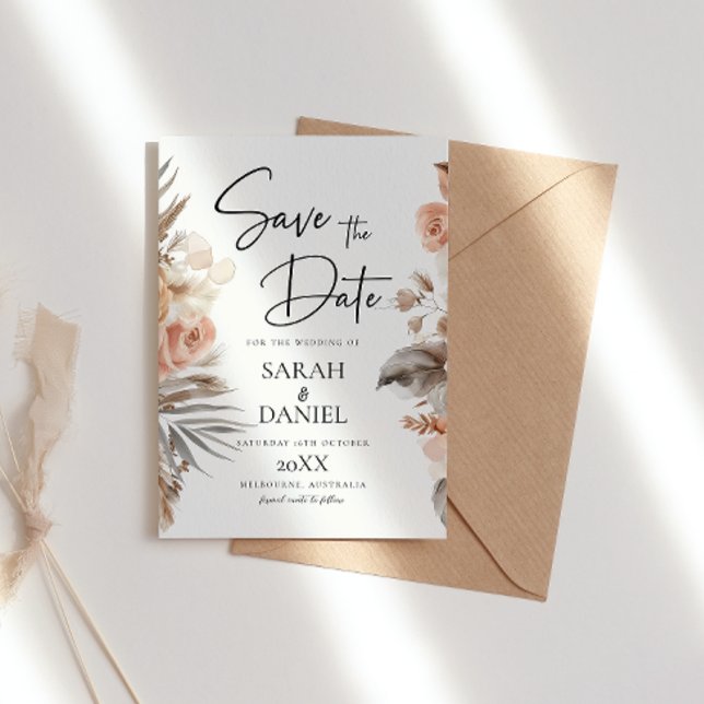 Dusty Rose Floral Wreath Wedding Save The Date (Creator Uploaded)