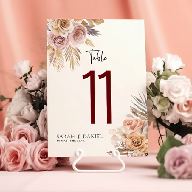 Dusty Rose Floral Wreath Wedding Table Numbers (Creator Uploaded)