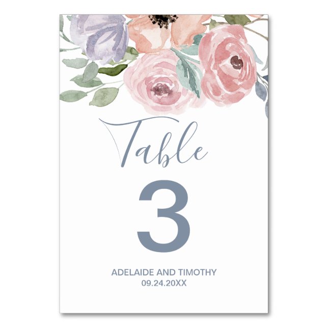 Dusty Rose Florals Table Number (Front)