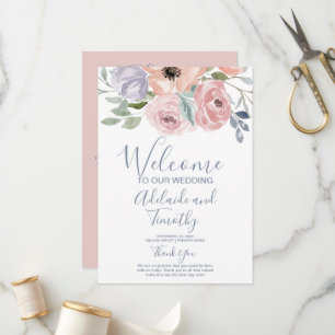 Dusty Rose Florals Wedding Programme