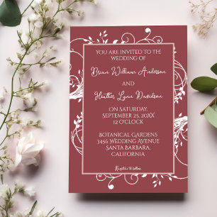 Dusty Rose Flourish Wedding Invitation
