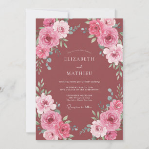 Dusty Rose Flourishing Botanical Wedding Invitation