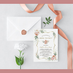 Dusty Rose Flowers Airy Greenery Bridal Shower Invitation