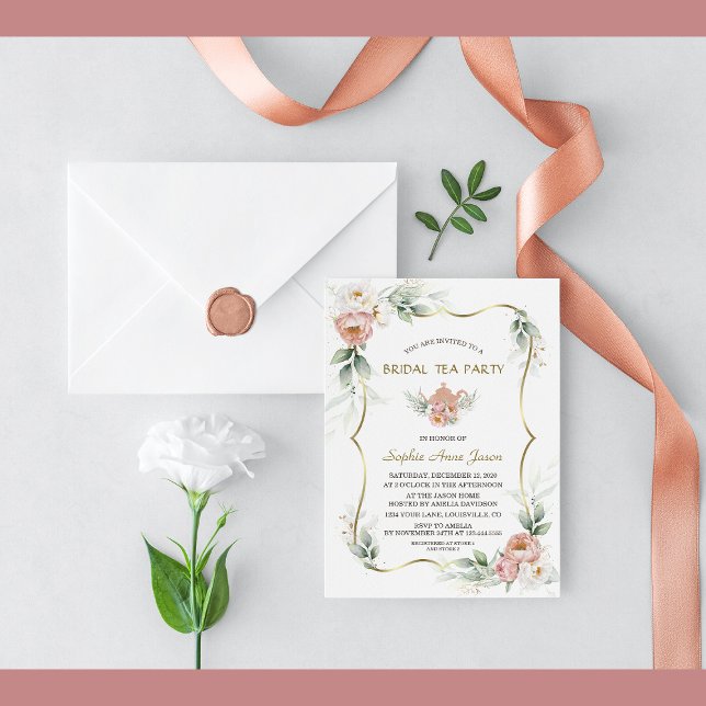 Dusty Rose Flowers Airy Greenery Bridal Shower Invitation (Creator Uploaded)