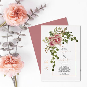 Dusty rose flowers and arch wedding real rose gold