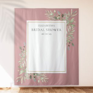 Dusty Rose Foliage Bridal Shower Photo Backdrop Tapestry