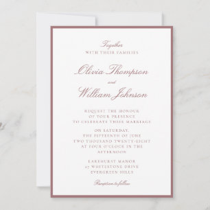 Dusty Rose Framed Wedding Invitation