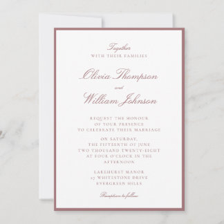 Dusty Rose Framed Wedding Invitation