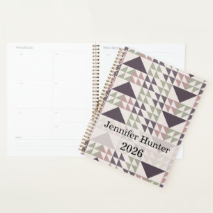 Dusty Rose Geometric Quilt Pattern Planner