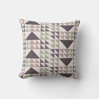 Dusty Rose Geometric Quilt Pattern Throw Pillow