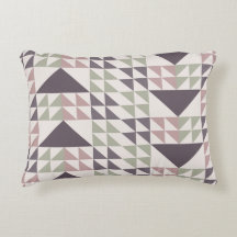 Dusty Rose Geometric Quilt Pattern Throw Pillow
