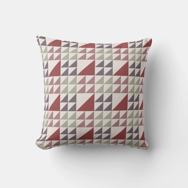 Dusty Rose Geometric Quilt Pattern Throw Pillow (Front)