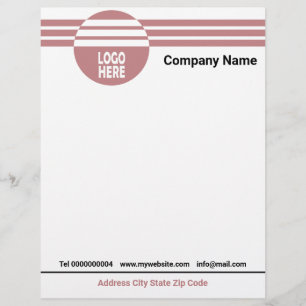 Dusty rose geometric stripes, logo and QR code Custom Letterhead
