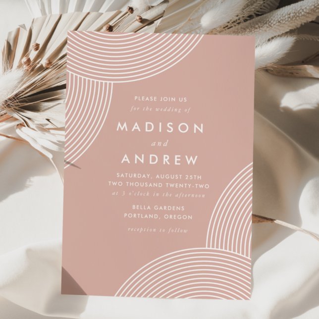 Dusty Rose Geometric Swirl Wedding Invitation (Creator Uploaded)