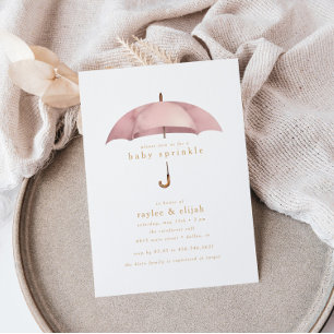 Dusty Rose Girl Baby Sprinkle Shower Event   Invitation