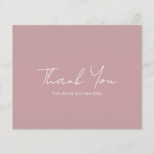 Dusty Rose Girl Budget Baby Shower Thank You Card