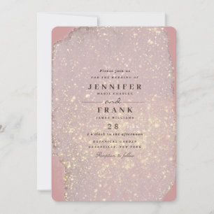 Dusty Rose Glam Gold Glitter Elegant Modern Pink Invitation