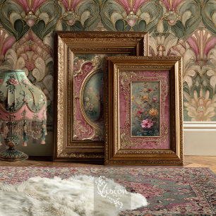 Dusty Rose Gold Baroque Vintage Floral Panel Tissue Paper