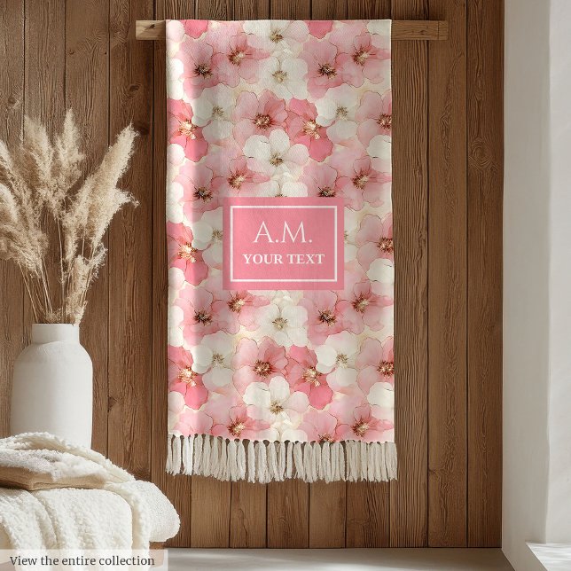 Dusty Rose Gold Custom Name Floral Cosy Blanket (Dusty Rose Gold Custom Name Floral Cozy Blanket)