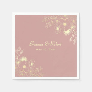 Dusty Rose Gold Floral Wedding Napkin