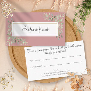 Dusty Rose Gold Greenery Business Referral Card