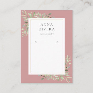 Dusty Rose Gold Greenery Earring Display Card