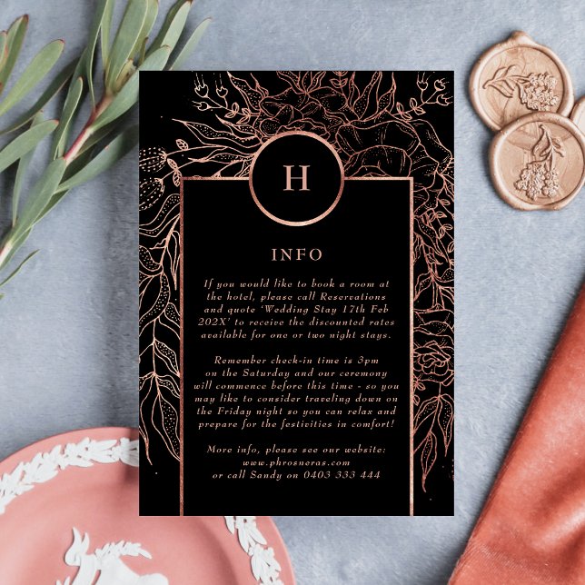 Dusty Rose Gold Monogram Wreath Classic Wedding Enclosure Card (Creator Uploaded)