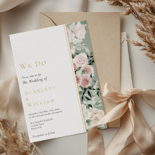 Dusty Rose Gold Sage Green Vintage We Do Wedding Invitation