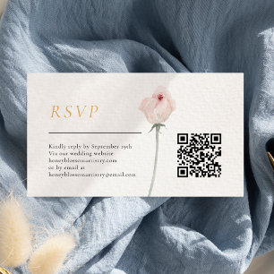 Dusty Rose Gold Sage Green Wedding QR Code RSVP Enclosure Card