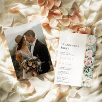 Dusty Rose Gold Sage Modern Photo Engagement Party
