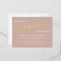Dusty Rose & Gold Script Surprise Birthday Party