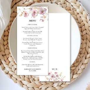 Dusty Rose & Gold Wildflower Floral Wedding Menu