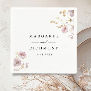 Dusty Rose & Gold Wildflower Floral Wedding Napkin
