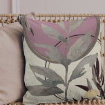 Dusty Rose & Gray Artistic Abstract Watercolor Cushion<br><div class="desc">Modern throw pillow features an artistic abstract design in a dusty rose and gray color palette on a beige background. An organic artistic abstract design features a watercolor leaf and a geometric circle composition with shades of dusty rose pink and grey with black and gold accents on a linen beige...</div>